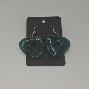 Coraline Seeing‎ Stone Green Stone Hook Earrings Handmade HypoAllergenic